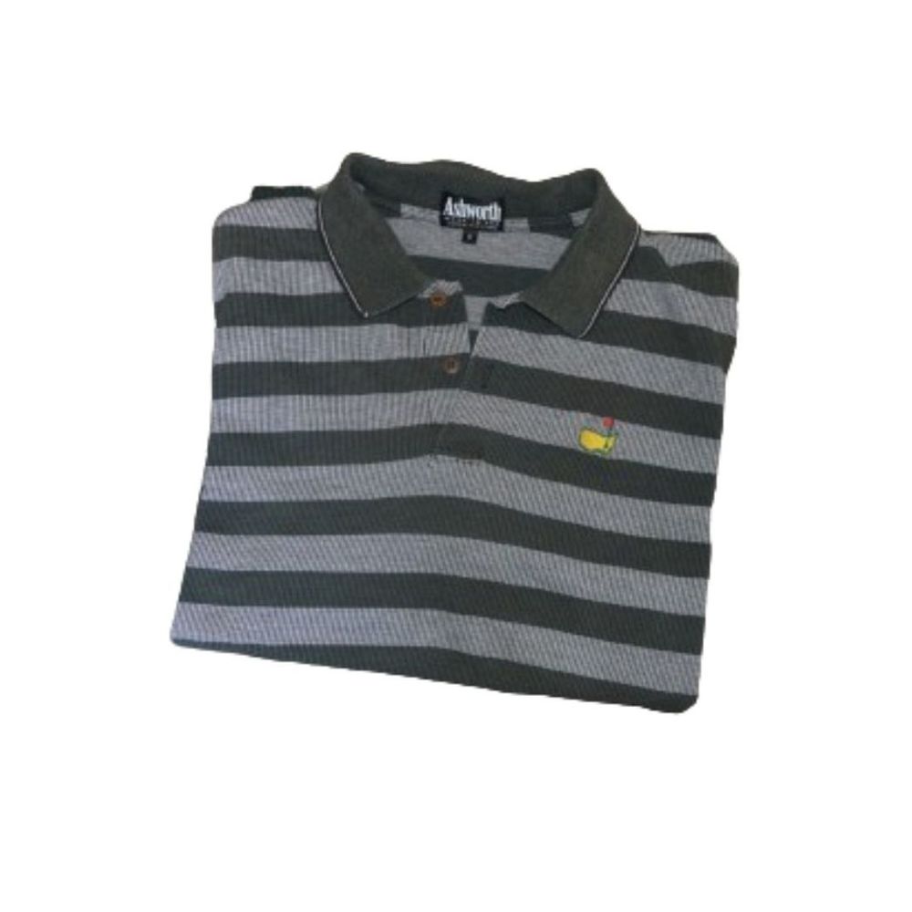 Vintage Ashworth Masters Knit Polo Golf Augusta Green Striped Shirt